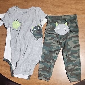 Carter's Gray and Green Monster Matching Set